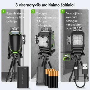 HUEPAR S04CG Automatinis 4D Lazerinis Nivelyras 360° Žalias