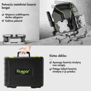 HUEPAR S04CG Automatinis 4D Lazerinis Nivelyras 360° Žalias