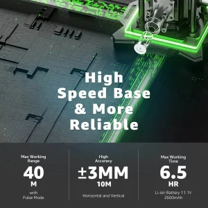 HUEPAR W04CG Rotacinis 4D Lazerinis Nivelyras 360° Žalias