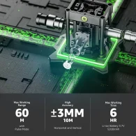 HUEPAR B03CG Profesionalus 3D Lazerinis Nivelyras 360° Žalias