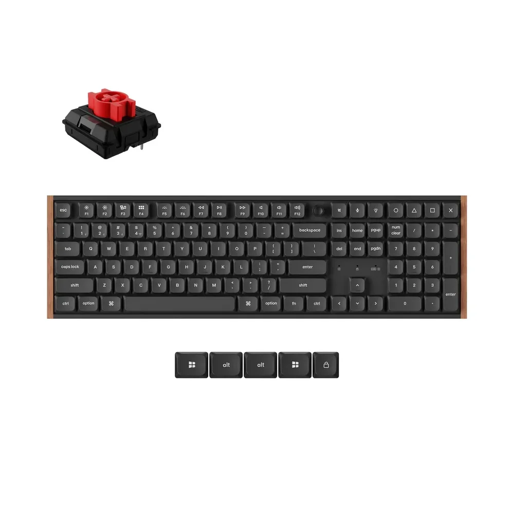Keychron K5 Ultra Wireless Belaidė Žaidimų Klaviatūra | Black, Keychron Milk POM Red