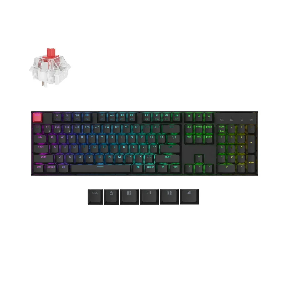 Keychron K10 V2 Wireless Belaidė Žaidimų Klaviatūra | Black, Keychron Super Red
