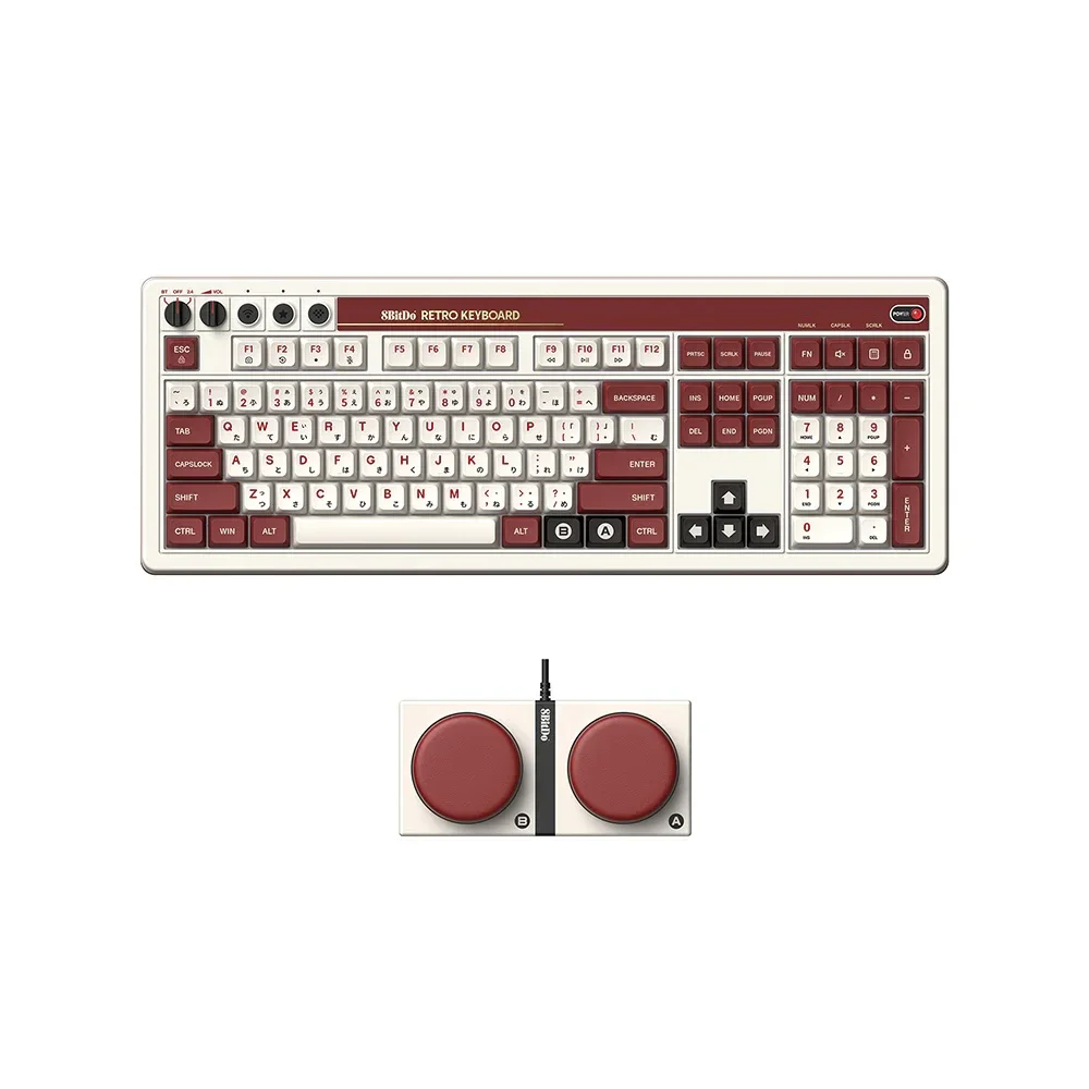 8BitDo Retro 108 Wireless Belaidė Žaidimų Klaviatūra | Fami Edition, Kailh Box White V2
