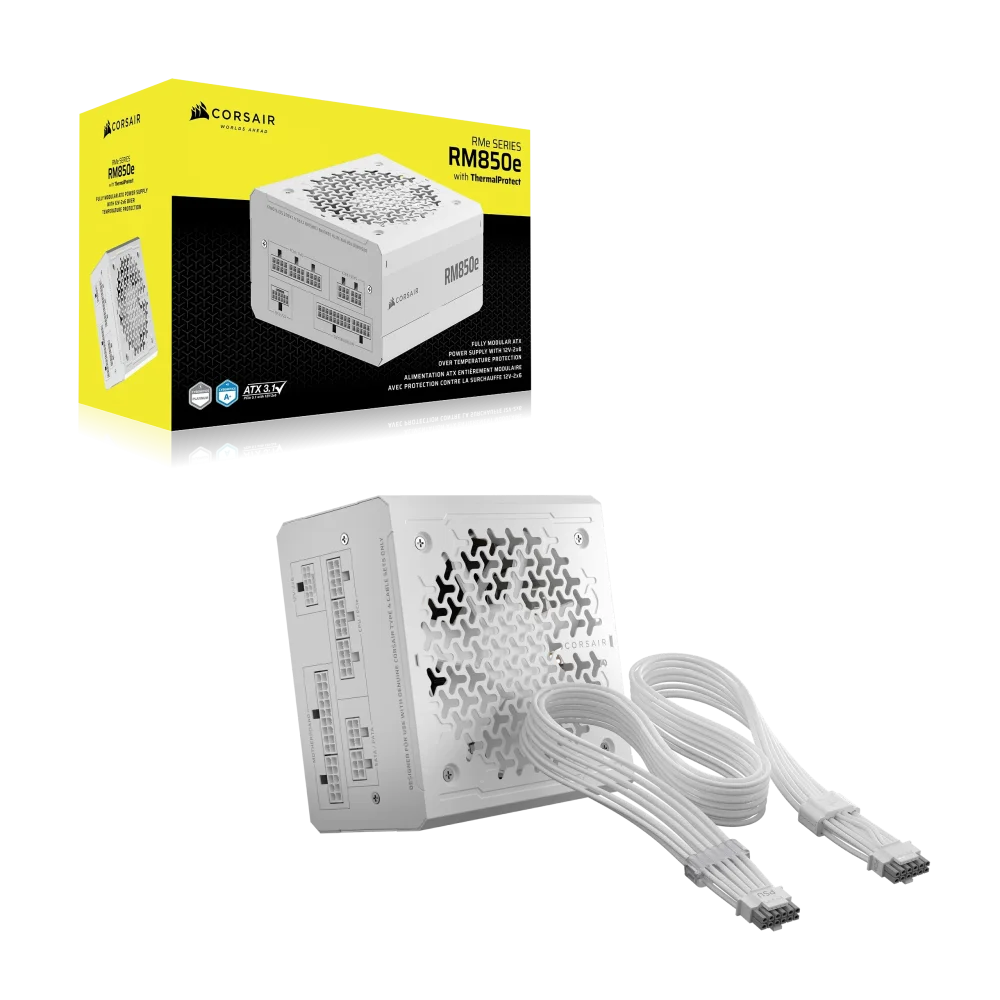 CORSAIR RMe Series RM850e White (2026) PSU Maitinimo Blokas | 850W, 80 Plus Gold