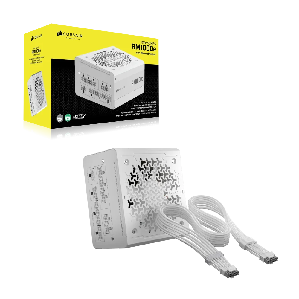 CORSAIR RMe Series RM100e White (2026) PSU Maitinimo Blokas | 1000W, 80 Plus Gold