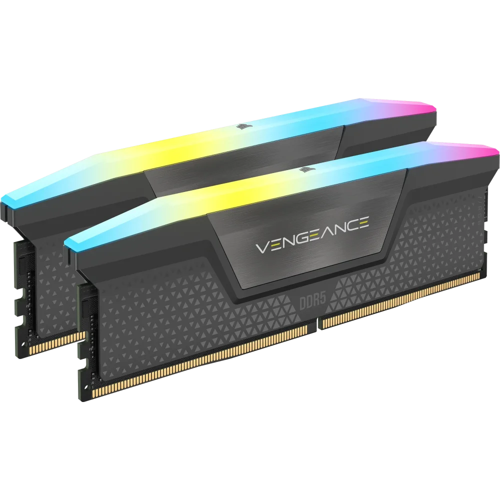 CORSAIR VENGEANCE 32GB DDR5 RAM Atmintis | 6000 MT/s, CL38, 2x16GB, Grey, RGB