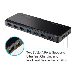 TP-LINK UH720 USB 3.0 7-Port Hub with 2 Charging Ports Šakotuvas | Black