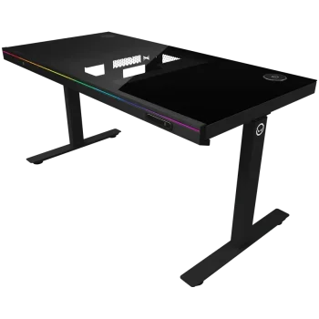 LORGAR Elite DE90G Žaidimų Stalas ir Korpusas | Black, Glass