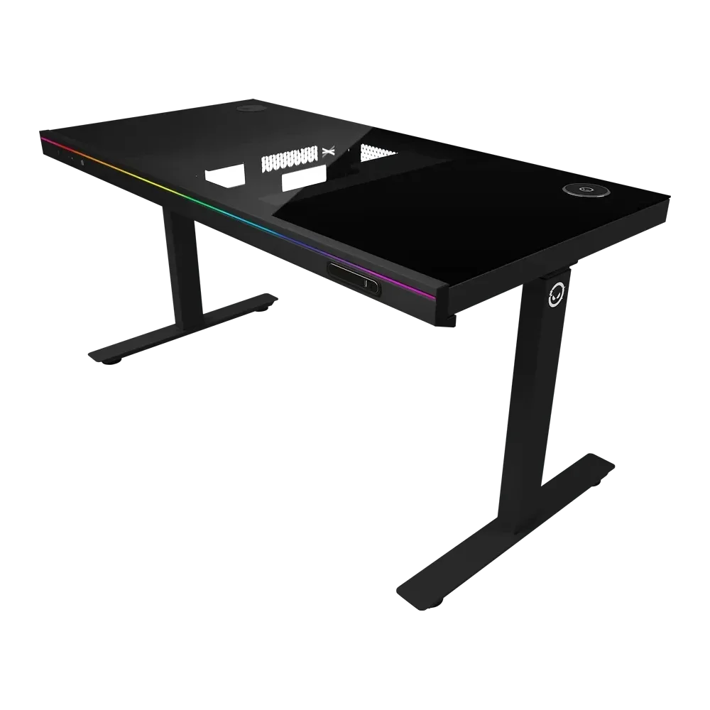 LORGAR Elite DE90G Žaidimų Stalas ir Korpusas | Black, Glass