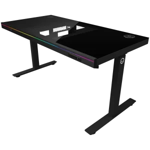 LORGAR Elite DE90G Žaidimų Stalas ir Korpusas | Black, Glass