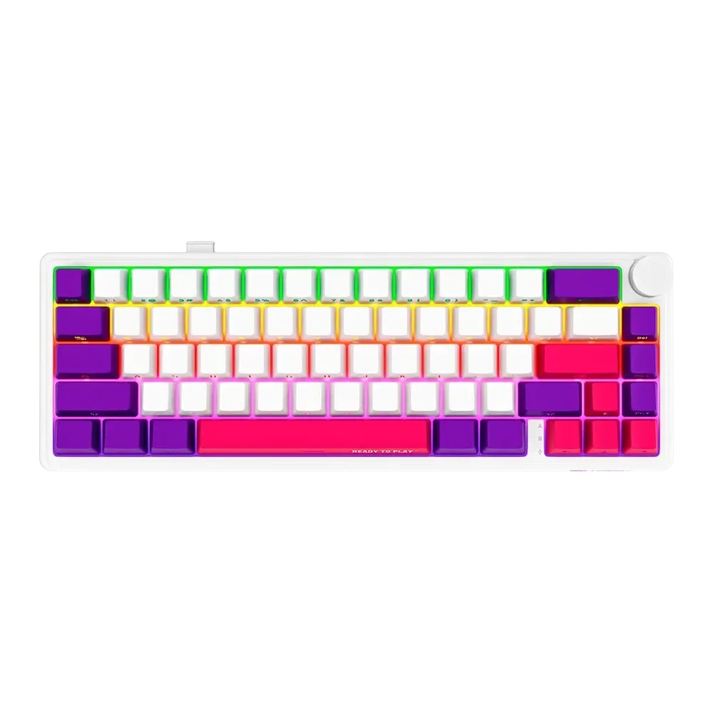 LORGAR Pro KBP70MW Wireless Belaidė Žaidimų Klaviatūra | White, Toxic Purple
