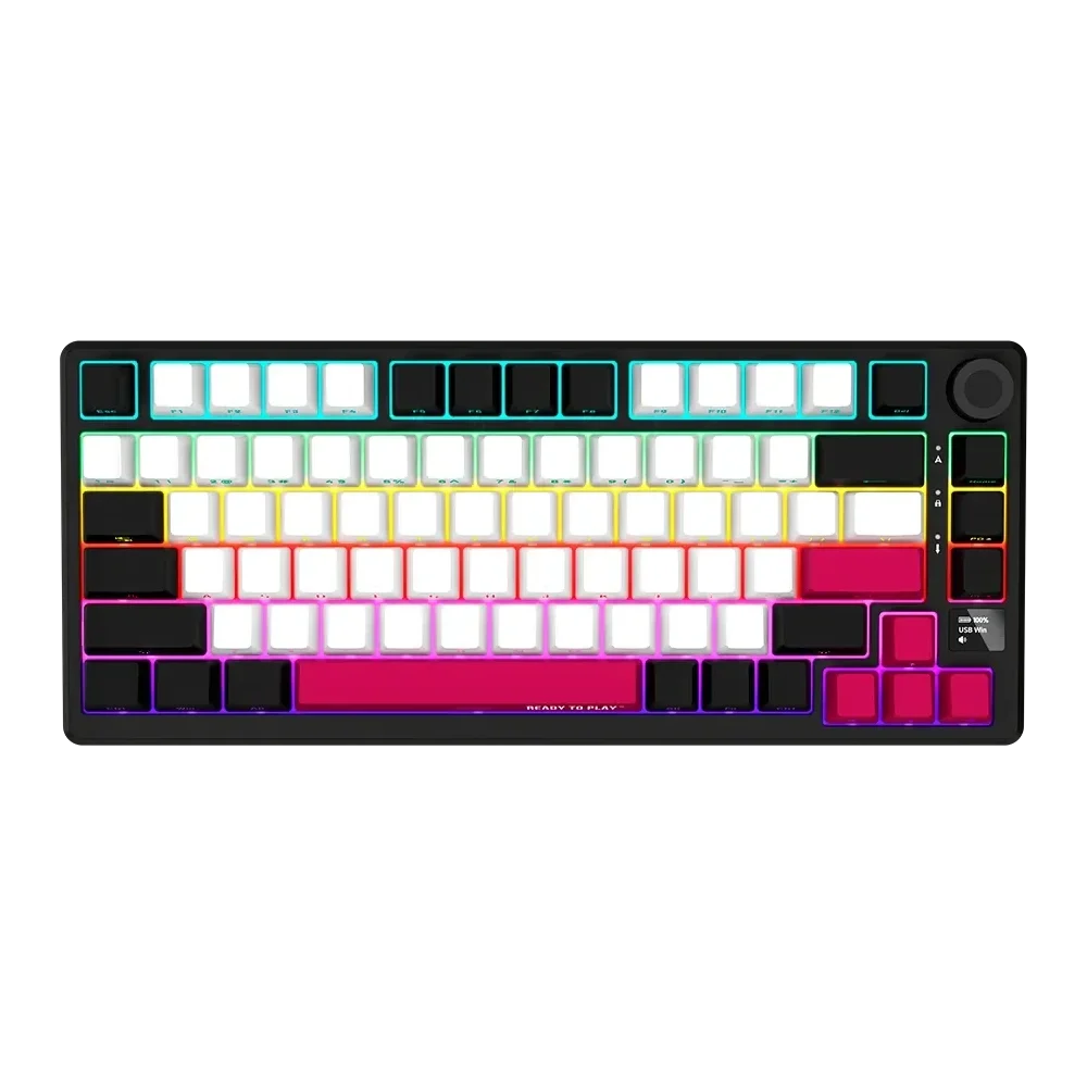 LORGAR Pro KBP7075W Wireless Belaidė Žaidimų Klaviatūra | Black, Toxic Purple