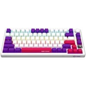 LORGAR Pro KBP7075W Wireless Belaidė Žaidimų Klaviatūra | White, Toxic Purple