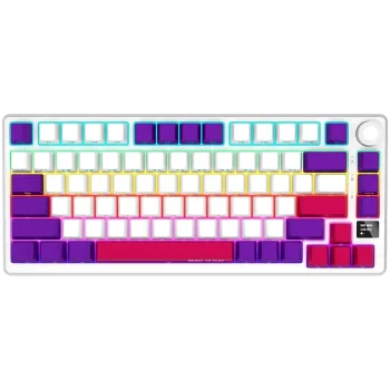 LORGAR Pro KBP7075W Wireless Belaidė Žaidimų Klaviatūra | White, Toxic Purple