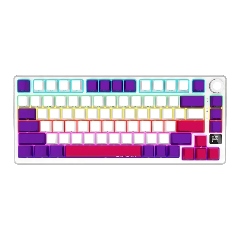 LORGAR Pro KBP7075W Wireless Belaidė Žaidimų Klaviatūra | White, Toxic Purple