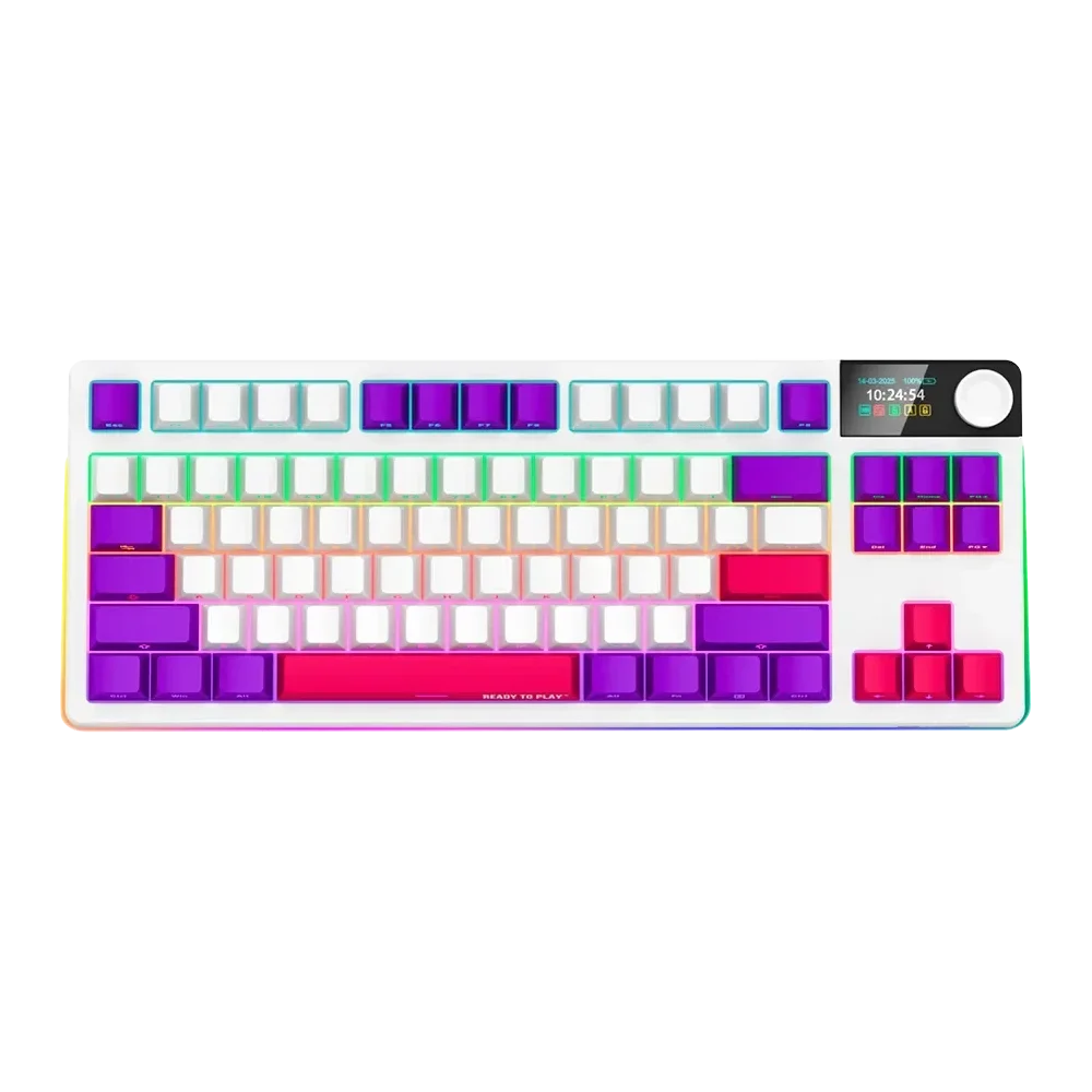LORGAR Pro KBP70TKLW Wireless Belaidė Žaidimų Klaviatūra | White, Toxic Purple