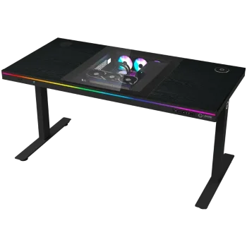 LORGAR Elite DE90W Žaidimų Stalas ir Korpusas | Black, Melamine