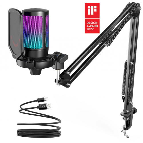 FIFINE AmpliGame A6T RGB Black (Juodas) Kondensatorinis Mikrofonas