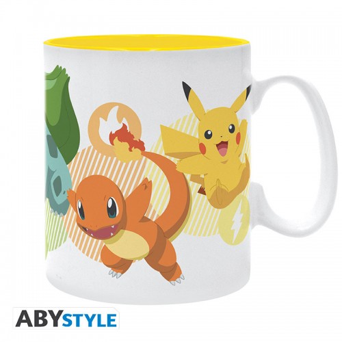 POKEMON - Mug (460 ml) Pikachu, Bulbasaur, Charmander & Squirtle - Puodelis