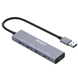 Deltaco UH-738 5Gbps 0.9A Grey (Pilkas) USB Šakotuvas
