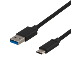 Deltaco USBC-1152 1m 3A 60W Black (Juodas) USB Laidas