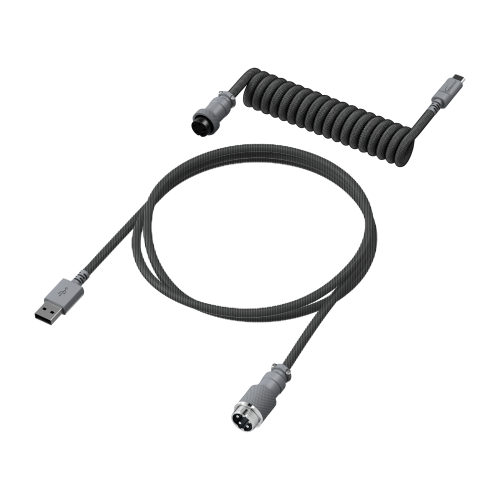 HyperX Coiled Cable - USB Type-C - Gray (Pilkas) Klaviatūros Laidas