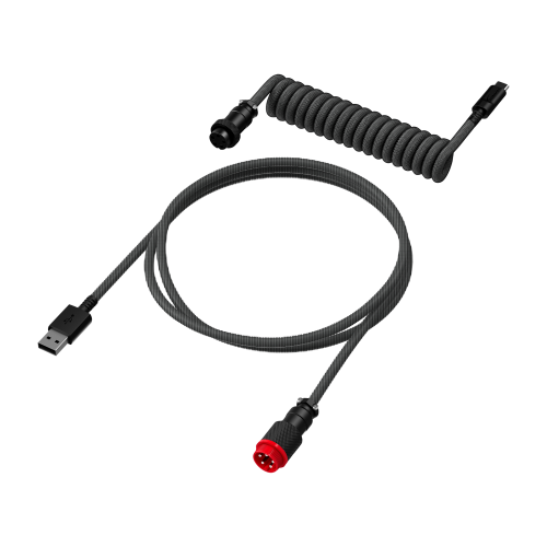 HyperX Coiled Cable - USB Type-C - Gray Black (Pilkai Juodas) Klaviatūros Laidas