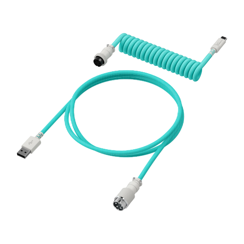 HyperX Coiled Cable - USB Type-C - Light Green White (Žaliai Balta) Klaviatūros Laidas HyperX Coiled Cable - USB Type-C - Light Green White (Žaliai Balta) Klaviatūros Laidas