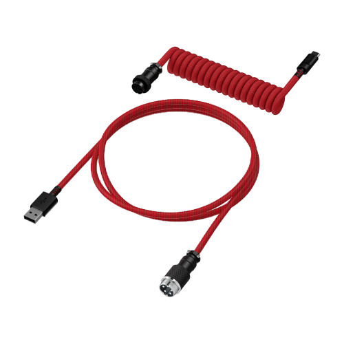 HyperX Coiled Cable - USB Type-C - Red Black (Raudonai Juodas) Klaviatūros Laidas