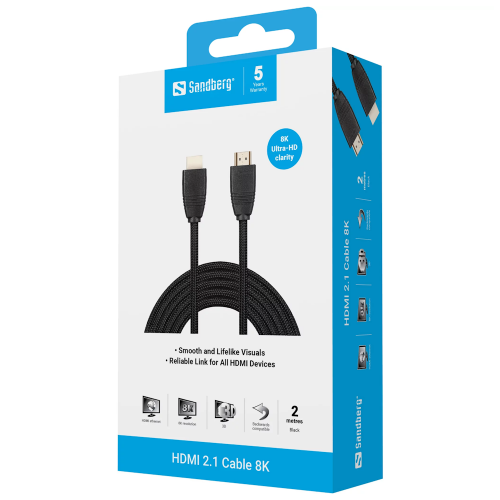 SANDBERG Cable 8K 2m HDMI 2.1 Laidas