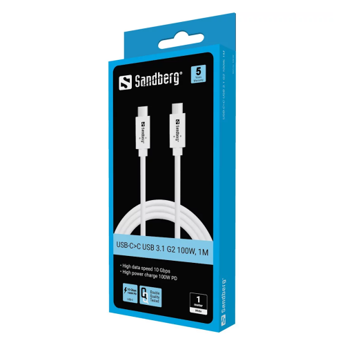 SANDBERG USB-C>C USB 3.1 G2 100W 1M USB-C Laidas