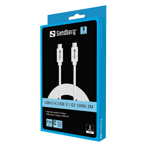 SANDBERG USB-C>C USB 3.1 G2 100W 2M USB-C Laidas