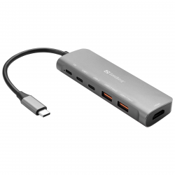 SANDBERG USB-C Dock HDMI + 2xUSB-A + 2xUSB-C + PD100W USB Šakotuvas