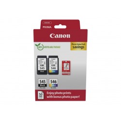 Canon PG-545 & CL-546 Ink Cartridge + Photo Paper Value Pack Rašalo Kasetės