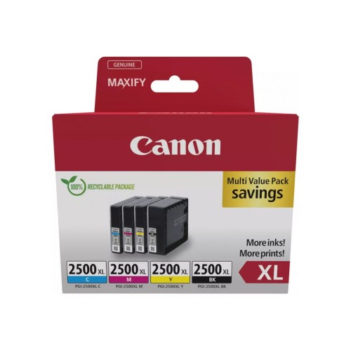 Canon PGI-2500XL High Yield BK/C/M/Y Ink Cartridge Multipack Rašalo Kasetės 