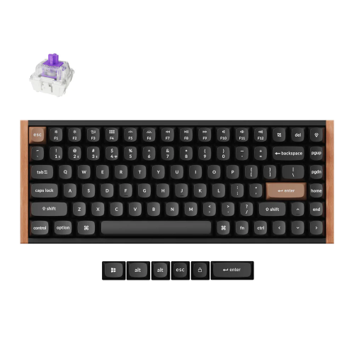 Keychron K2 HE Wireless - US Layout - Gateron Magnetic Nebula Carbon Black (K2H-F1) Magnetinė Belaidė Žaidimų Klaviatūra