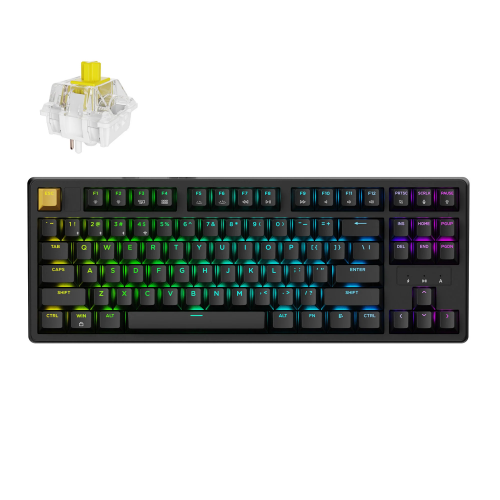 Keychron J4 Wireless (KJ4-H4) - US Layout - Hot-Swappable Super Banana - Black (Juoda) Mechaninė Belaidė Žaidimų Klaviatūra