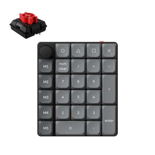 Keychron K0 Max Wireless (K0M-H1) - US Layout - Hot-Swappable Super Red - Black (Juoda) Mechaninė Belaidė Žaidimų Klaviatūra
