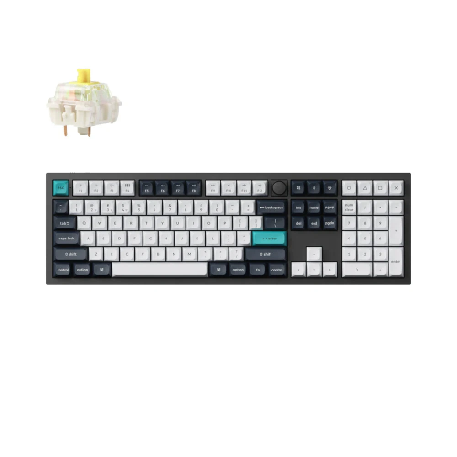 Keychron Q6 Max Wireless (Q6M-M4) - US Layout - Hot-Swappable Jupiter Banana Switches - Carbon Black (Juoda) Mechaninė Belaidė Žaidimų Klaviatūra