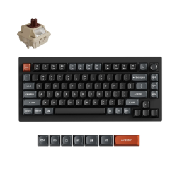 Keychron V1 Ultra Wireless (V1U-D3) - US Layout - Hot-Swappable Silk POM Brown - Black (Juoda) Mechaninė Belaidė Žaidimų Klaviatūra