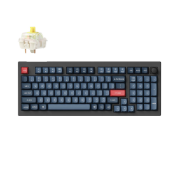 Keychron V5 Max Wireless (V5M-D4) - US Layout - Hot-Swappable Gateron Jupiter Banana - Carbon Black (Juoda) Mechaninė Belaidė Žaidimų Klaviatūra