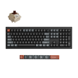 Keychron V6 Ultra Wireless (V6U-D3) - US Layout - Hot-Swappable Silk POM Brown - Black (Juoda) Mechaninė Belaidė Žaidimų Klaviatūra