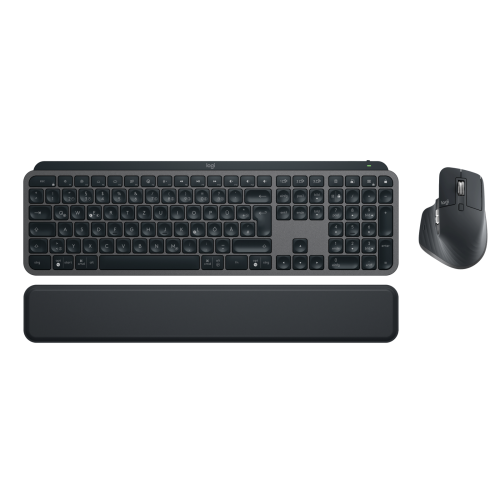 Logitech MX Keys Combo Gen 2 - US INT'L layout - Membrane - Graphite (Tamsiai Pilka) Membraninės Belaidės Klaviatūros ir Pelės Rinkinys