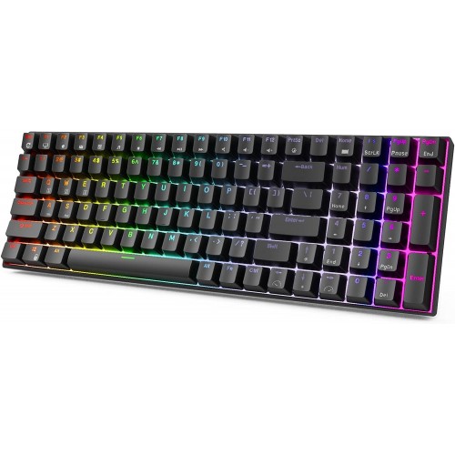 Royal Kludge RK100 - US Layout - Red Linear Switches - Black (Juoda) Mechaninė Belaidė Žaidimų Klaviatūra