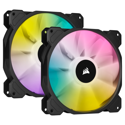 Corsair iCUE SP140 RGB ELITE Performance 140mm PWM Black Fan - Dual Fan Kit with Lighting Node CORE (Juodi) Ventiliatoriai