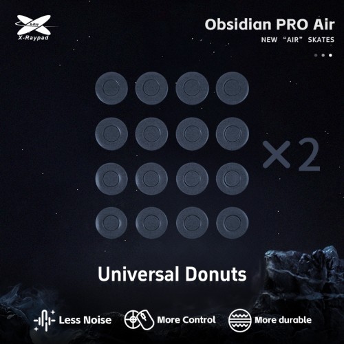 X-Raypad Obsidian Pro Air Skates Universal Donuts Grey 32 vnt. (⌀9.5 x 1.0 mm) (Pilki) Pakaitiniai Mouse Feet