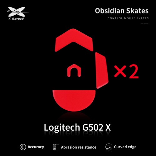 X-Raypad Obsidian Skates Logitech G502 X Red 2 vnt. (Raudoni) Pakaitiniai Mouse Feet