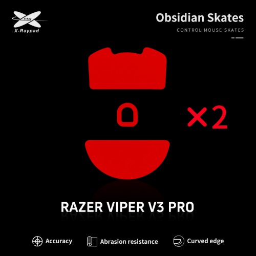 X-Raypad Obsidian Skates Razer Viper V3 Pro Red 2 vnt. (Raudoni) Pakaitiniai Mouse Feet