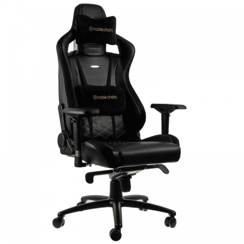 noblechairs EPIC Black/Gold PU Leather (Juodai Auksinė PU Oda) Kėdė