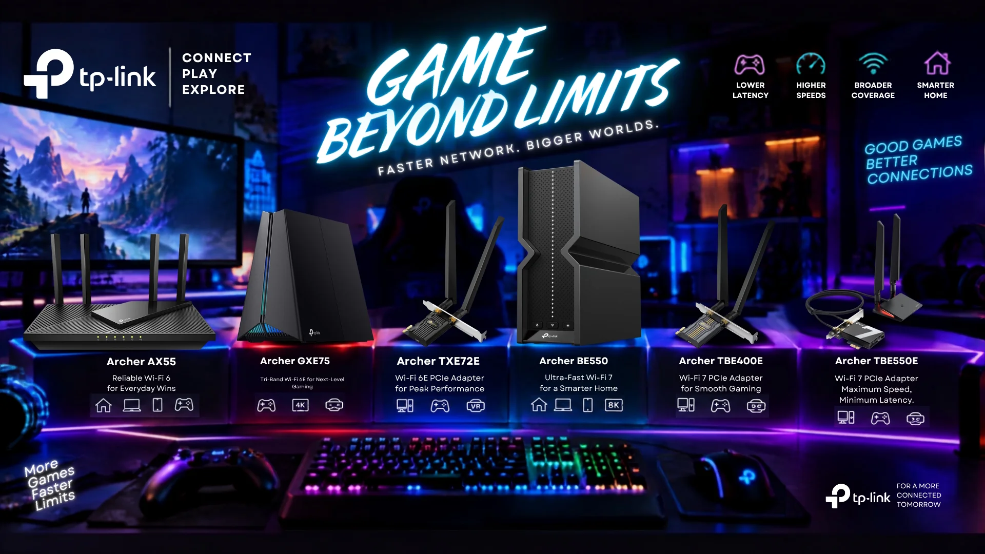 TP-Link Gaming Tinklo Įranga - Wi-Fi 6, 6E ir Wi-Fi 7